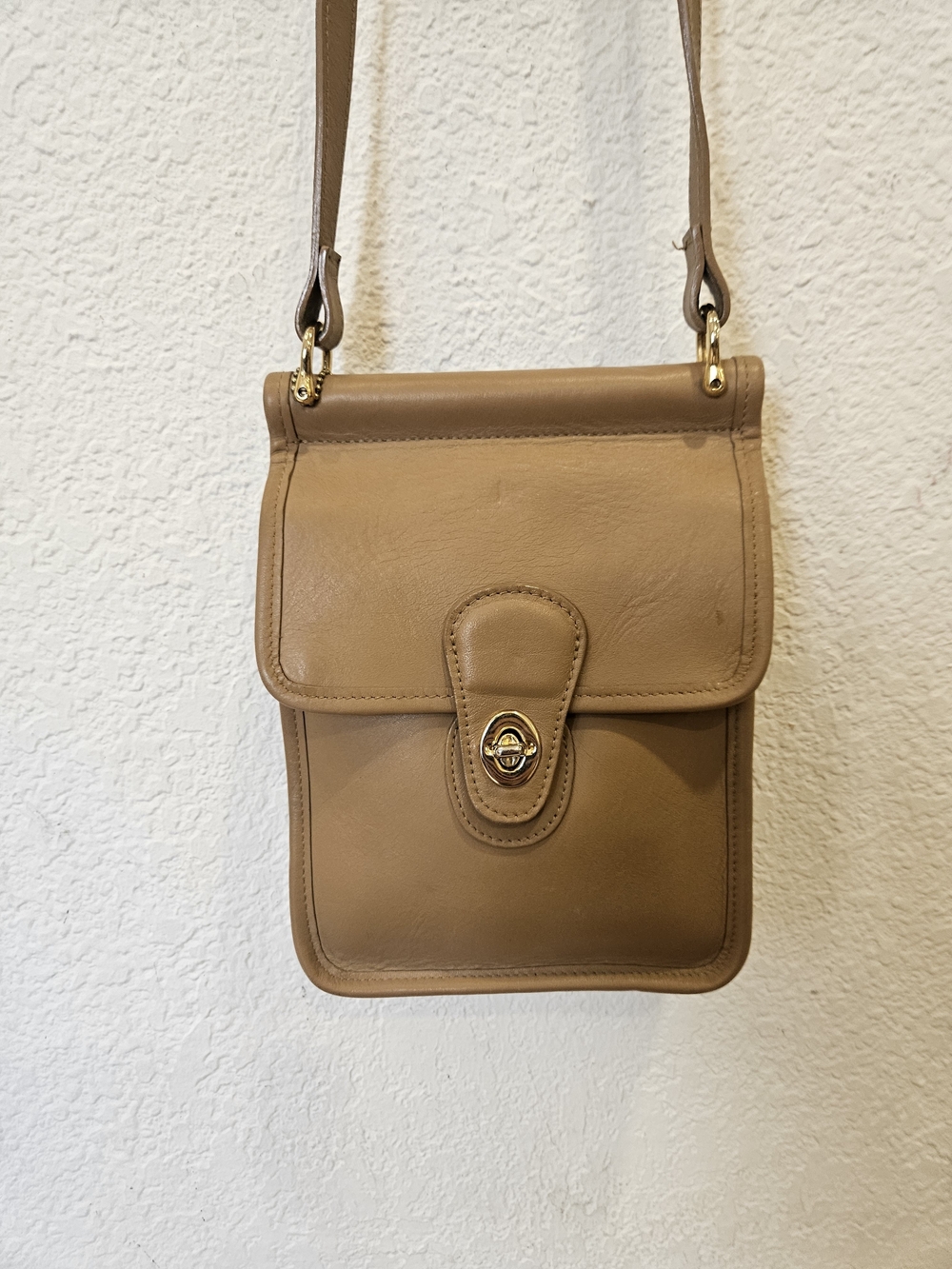 Artisan Small Tan Leather Crossbody with Turn-Lock